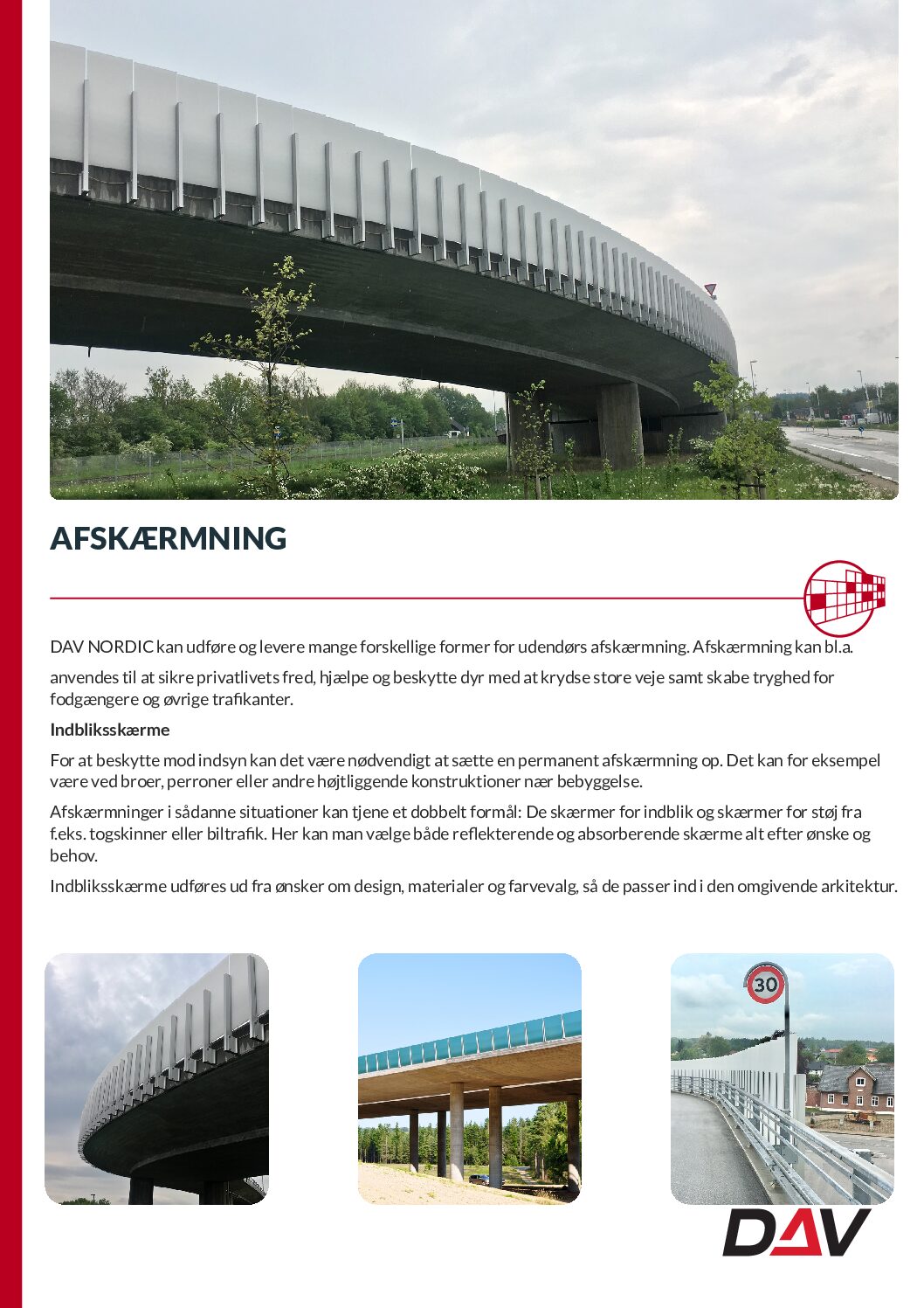 ​Variationer for støjskærme produktblad