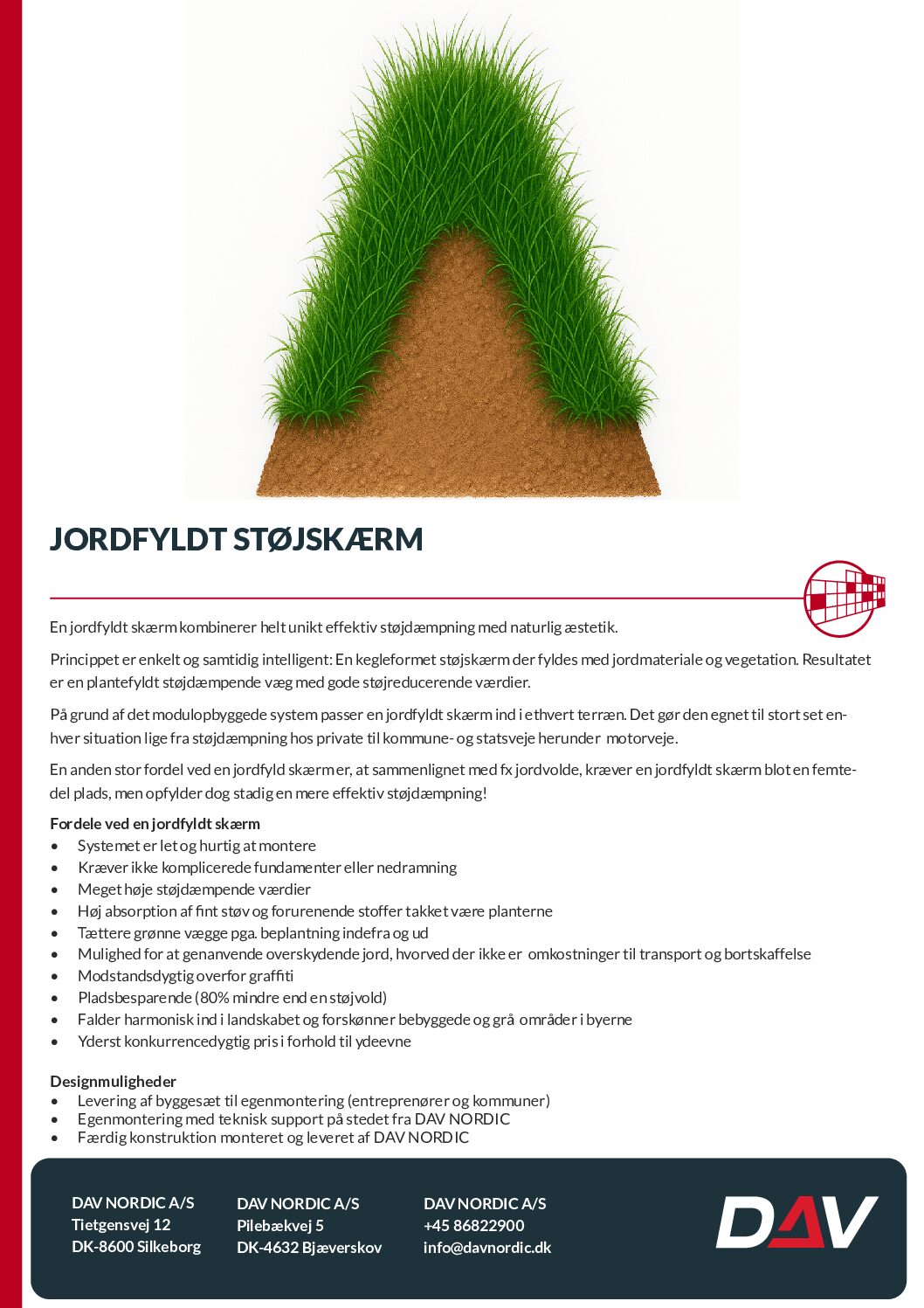 Jordfyldt skærm produktblad